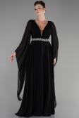 Robe de Soirée Longue Mousseline Noir ABU3541