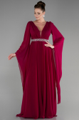 Robe de Soirée Longue Mousseline Couleur Cerise ABU3541