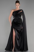 Robe de Soirée Longue Satin Noir ABU3545
