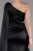 Robe de Soirée Longue Satin Noir ABU3545