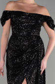 Robe de Soirée Longue Squameuse Noir ABU2987