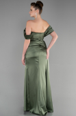Robe de Soirée Longue Satin Kaki ABU3514
