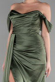 Robe de Soirée Longue Satin Kaki ABU3514