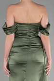 Robe de Soirée Longue Satin Kaki ABU3514