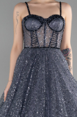 Robe Haute Couture Longue Anthracite ABU3556