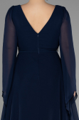 Robe de Soirée Grande Taille Longue Mousseline Bleu Marine ABU3543