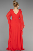 Robe de Soirée Grande Taille Longue Mousseline Corail ABU3543