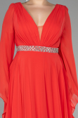 Robe de Soirée Grande Taille Longue Mousseline Corail ABU3543