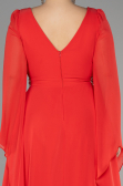 Robe de Soirée Grande Taille Longue Mousseline Corail ABU3543