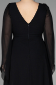 Robe de Soirée Grande Taille Longue Mousseline Noir ABU3543