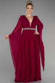 Robe de Soirée Grande Taille Longue Mousseline Couleur Cerise ABU3543