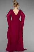 Robe de Soirée Grande Taille Longue Mousseline Couleur Cerise ABU3543