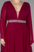 Robe de Soirée Grande Taille Longue Mousseline Couleur Cerise ABU3543