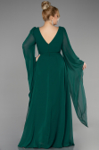 Robe de Soirée Grande Taille Longue Mousseline Émeraude ABU3543
