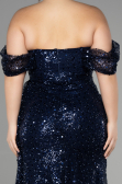 Robe De Fiançailles Grande Taille Longue Squameuse Bleu Marine ABU3579