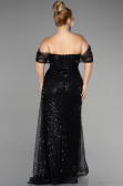 Robe De Fiançailles Grande Taille Longue Squameuse Noir ABU3579