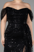 Robe De Fiançailles Grande Taille Longue Squameuse Noir ABU3579