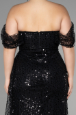Robe De Fiançailles Grande Taille Longue Squameuse Noir ABU3579