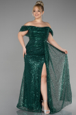 Robe De Fiançailles Grande Taille Longue Squameuse Émeraude ABU3579