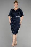 Robe De Invitation Grande Taille Midi Bleu Marine ABK1942