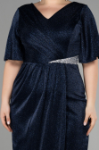 Robe De Invitation Grande Taille Midi Bleu Marine ABK1942