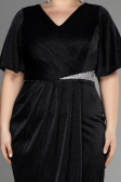 Robe De Invitation Grande Taille Midi Noir ABK1942