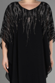 Robe de Soirée Grande Taille Mousseline Noir ABT111