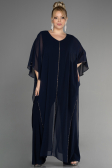 Robe De Invitation Grande Taille Mousseline Bleu Marine EE6803