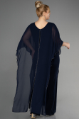 Robe De Invitation Grande Taille Mousseline Bleu Marine EE6803