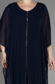 Robe De Invitation Grande Taille Mousseline Bleu Marine EE6803