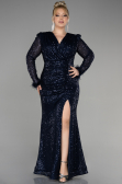 Robe Grande Taille Longue Squameuse Bleu Marine ABU3505