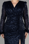 Robe Grande Taille Longue Squameuse Bleu Marine ABU3505