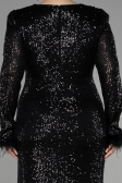 Robe Grande Taille Longue Squameuse Noir ABU3505