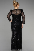 Robe De Fiançailles Grande Taille Longue Squameuse Noir ABU3559