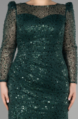 Robe De Fiançailles Grande Taille Longue Squameuse Émeraude ABU3559