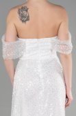 Robe de Soirée Longue Squameuse Blanc ABU3577