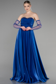 Robe de Soirée Longue Bleu Saxe ABU3604