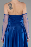 Robe de Soirée Longue Bleu Saxe ABU3604