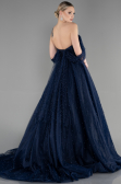 Robe Haute Couture Longue Bleu Marine ABU3599
