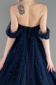 Robe Haute Couture Longue Bleu Marine ABU3599