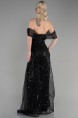 Robe de Soirée Longue Squameuse Noir ABU3577