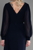 Robe de Soirée Longue Mousseline Bleu Marine ABU3627