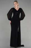 Robe de Soirée Longue Mousseline Noir ABU3627