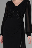 Robe de Soirée Longue Mousseline Noir ABU3627