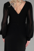 Robe de Soirée Longue Mousseline Noir ABU3627
