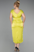Robe De Soirée Grande Taille Satin Midi Pistache vert ABK1499