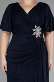 Robe Grande Taille Longue Bleu Marine ABU3645