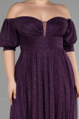 Robe de Soirée Grande Taille Longue Violet Foncé ABU3615