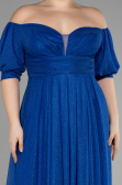 Robe de Soirée Grande Taille Longue Bleu Saxe ABU3615