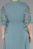 Robe de Soirée Grande Taille Longue Mousseline Turquoise ABU2071